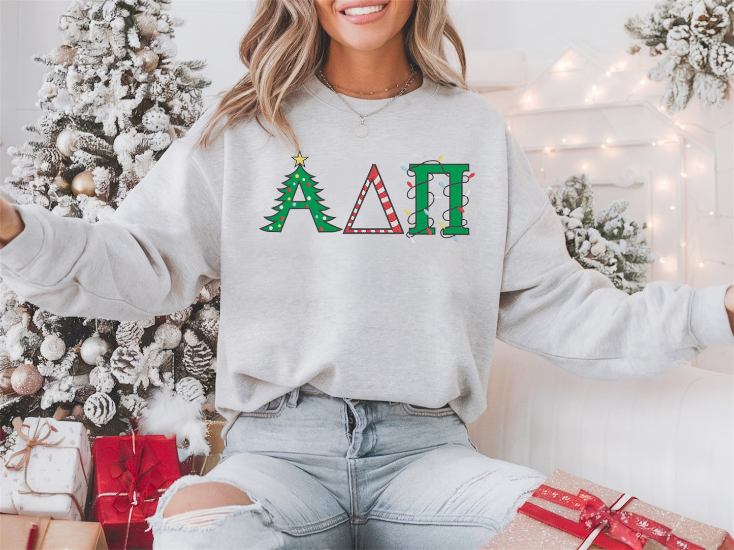 Christmas Letters Sorority Crewneck Sweatshirt