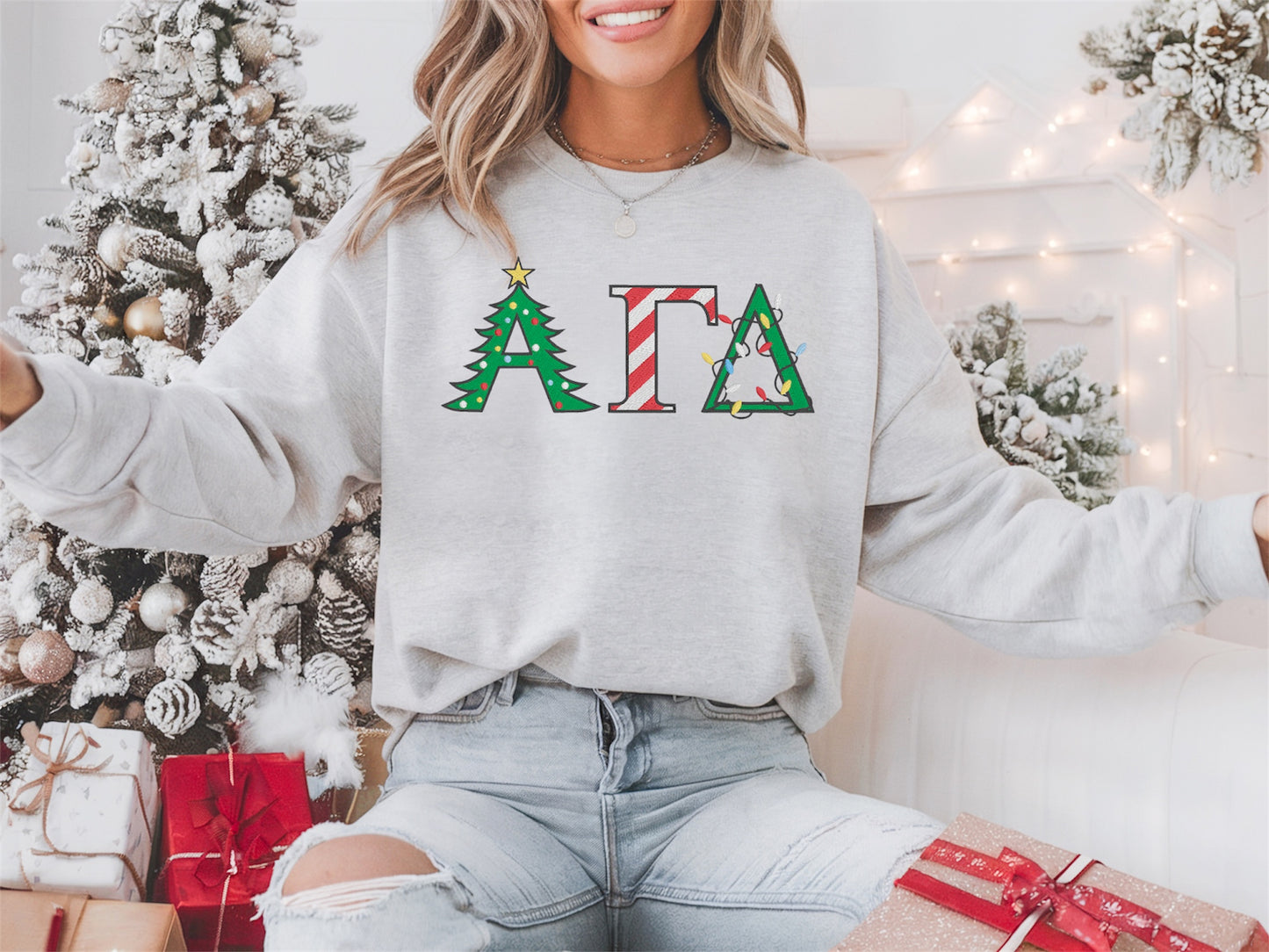 Christmas Letters Sorority Crewneck Sweatshirt