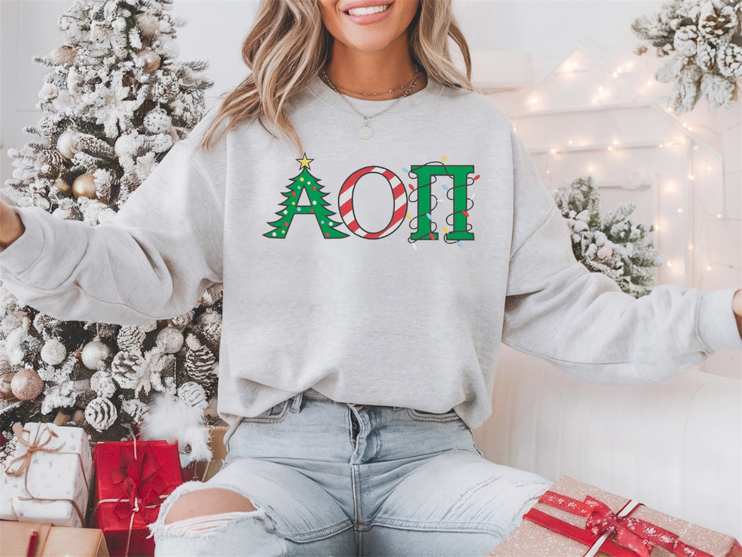 Christmas Letters Sorority Crewneck Sweatshirt