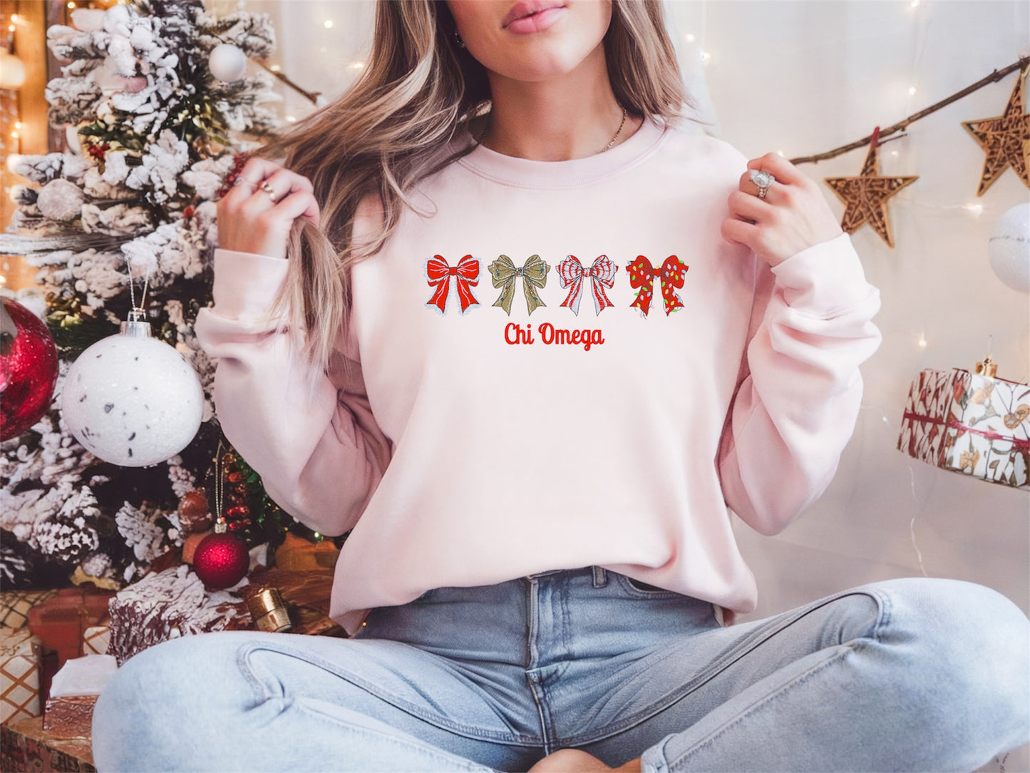 Christmas Four Bows Sorority Crewneck Sweatshirt