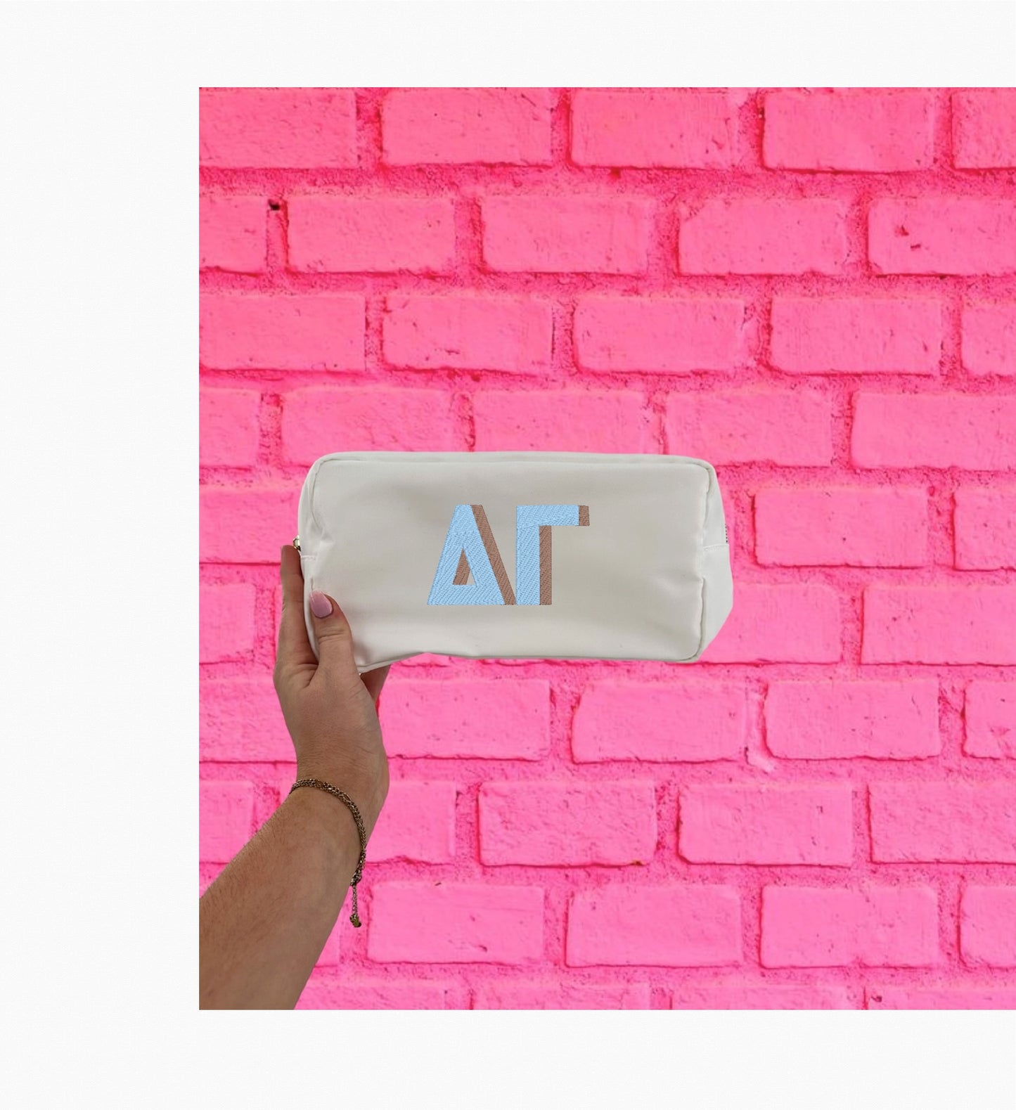 Embroidered Shadow Block Cosmetic Bag