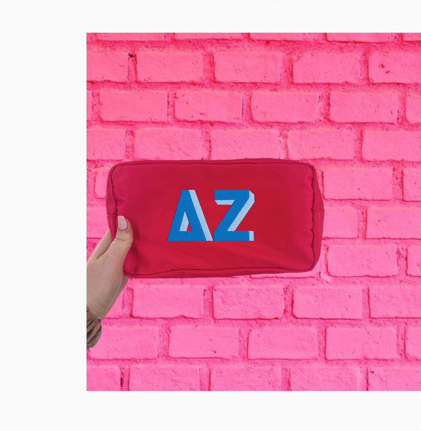 Embroidered Shadow Block Cosmetic Bag