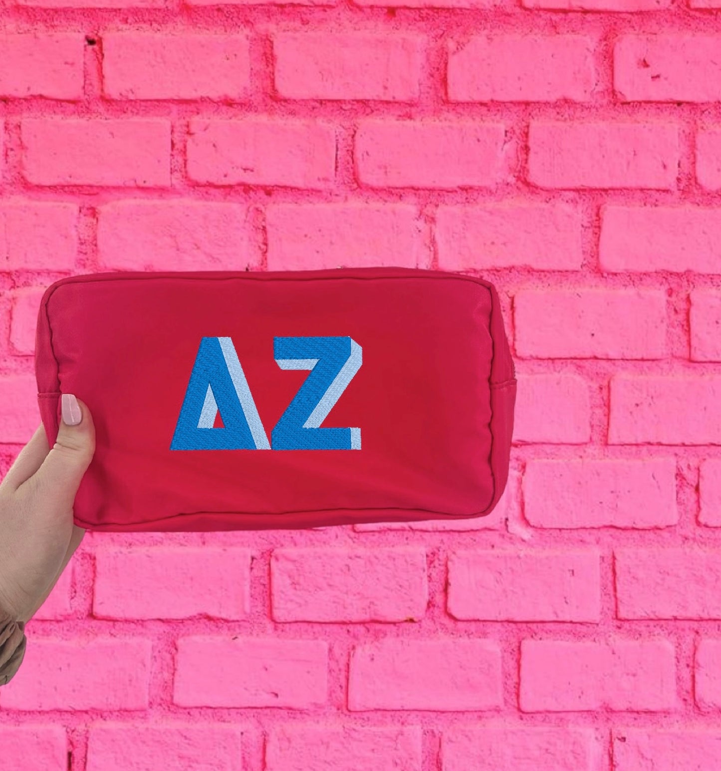 Embroidered Shadow Block Cosmetic Bag