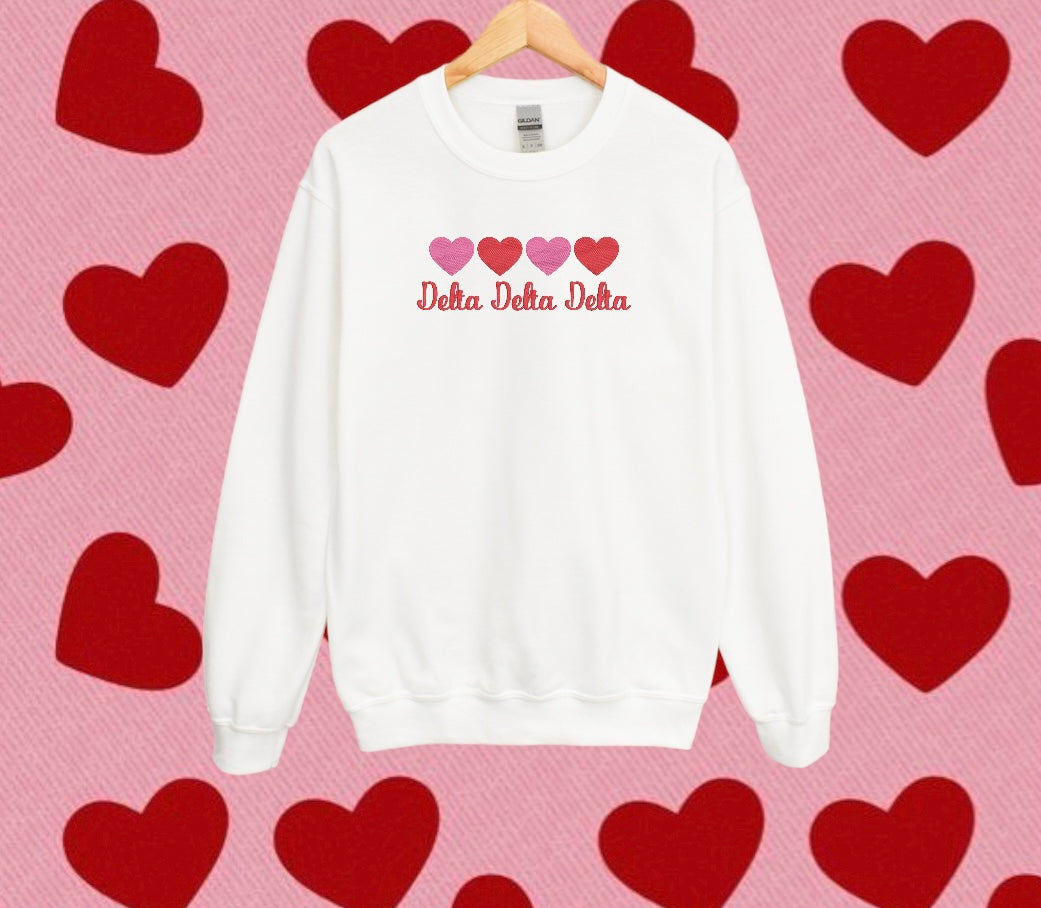 Four Hearts Sorority Crewneck Sweatshirt