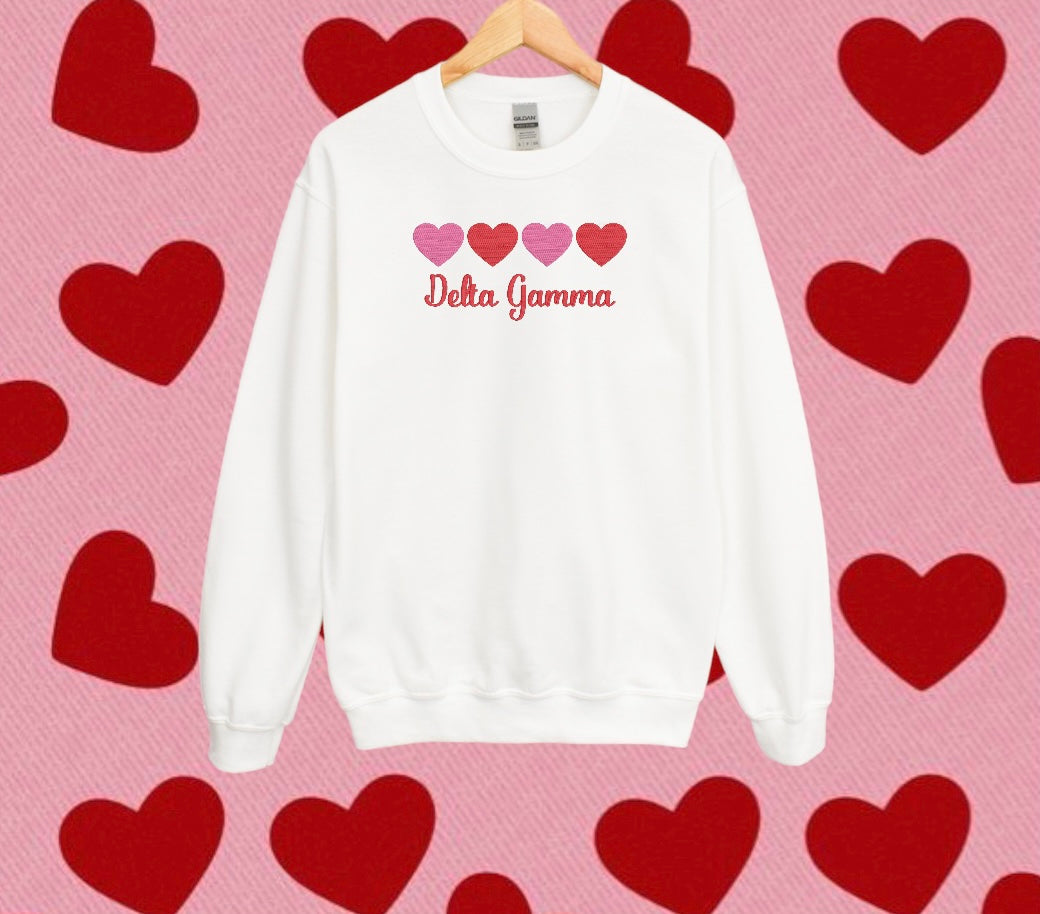 Four Hearts Sorority Crewneck Sweatshirt