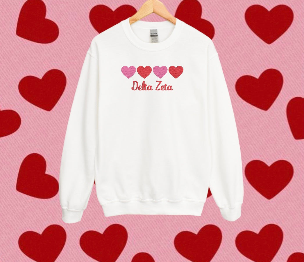 Four Hearts Sorority Crewneck Sweatshirt