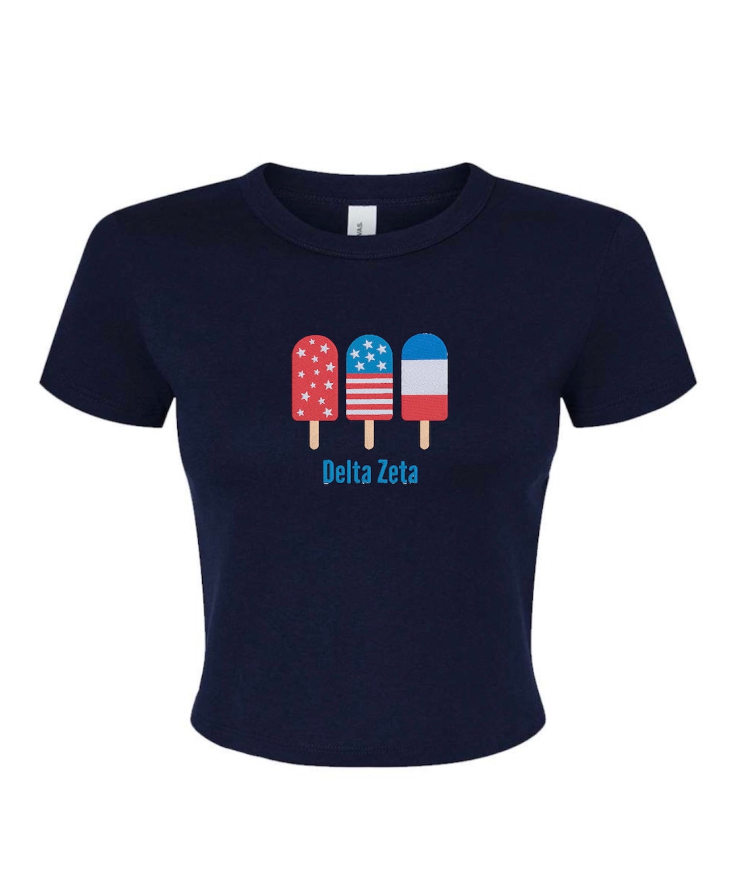 Embroidered Sorority Popsicle Crop Top