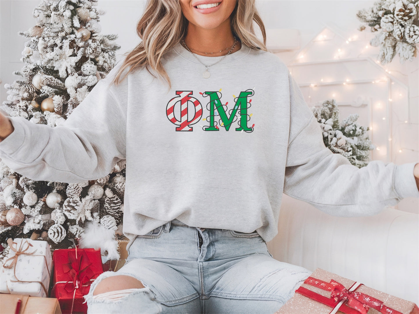 Christmas Letters Sorority Crewneck Sweatshirt