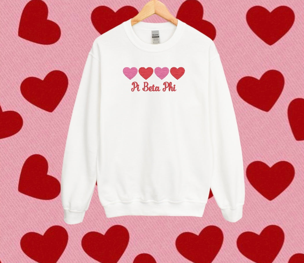 Four Hearts Sorority Crewneck Sweatshirt