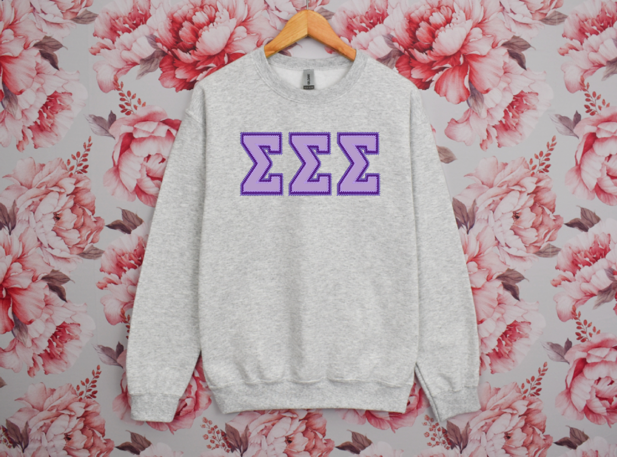 Sorority Applique Greek Letter Sweatshirt
