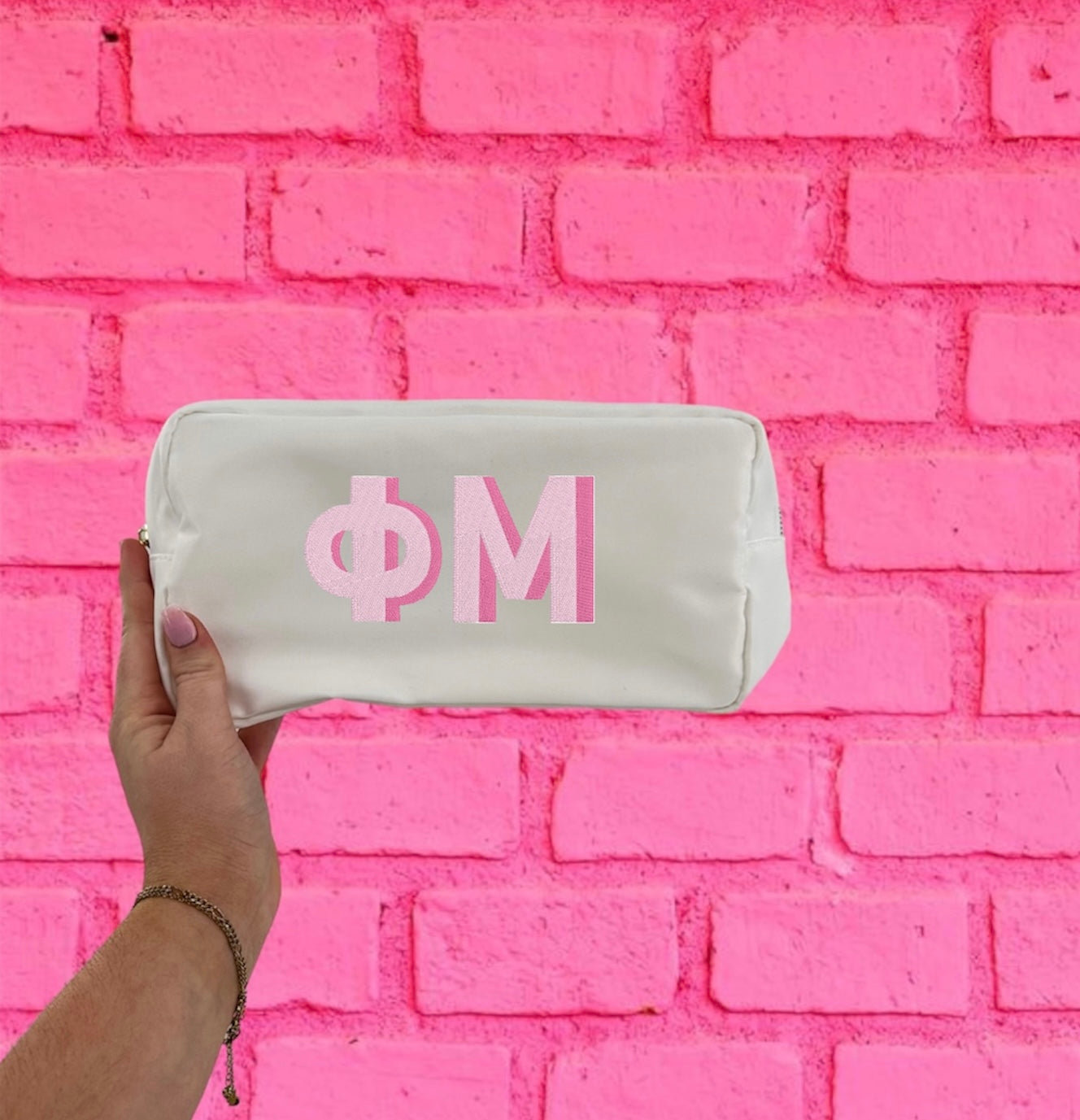 Embroidered Shadow Block Cosmetic Bag