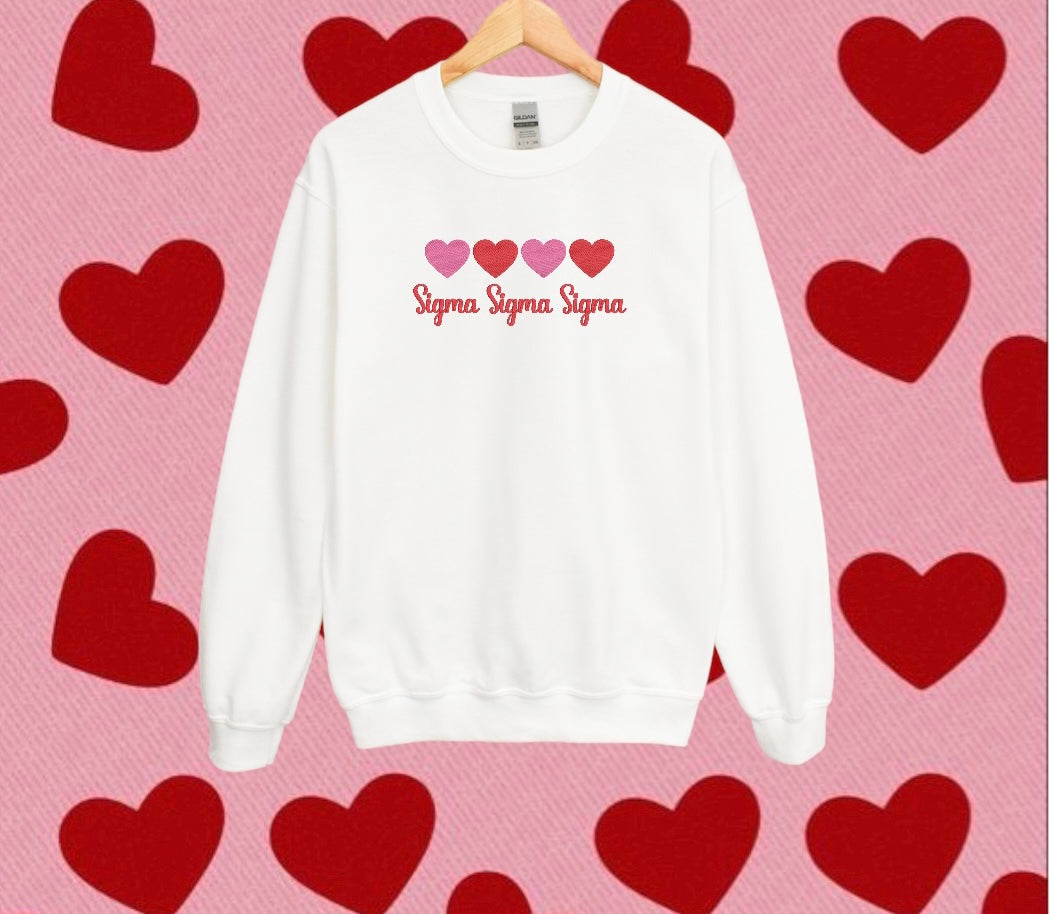 Four Hearts Sorority Crewneck Sweatshirt