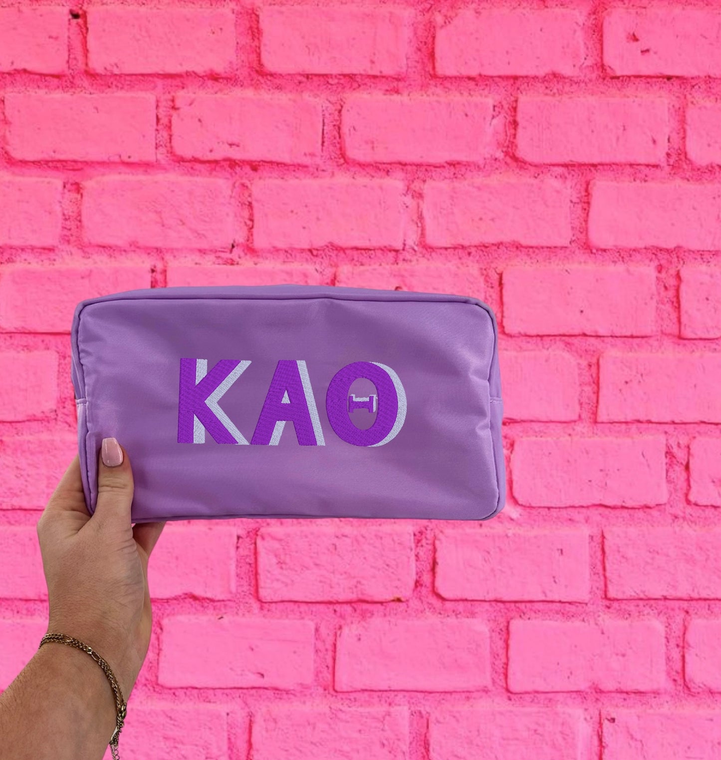 Embroidered Shadow Block Cosmetic Bag
