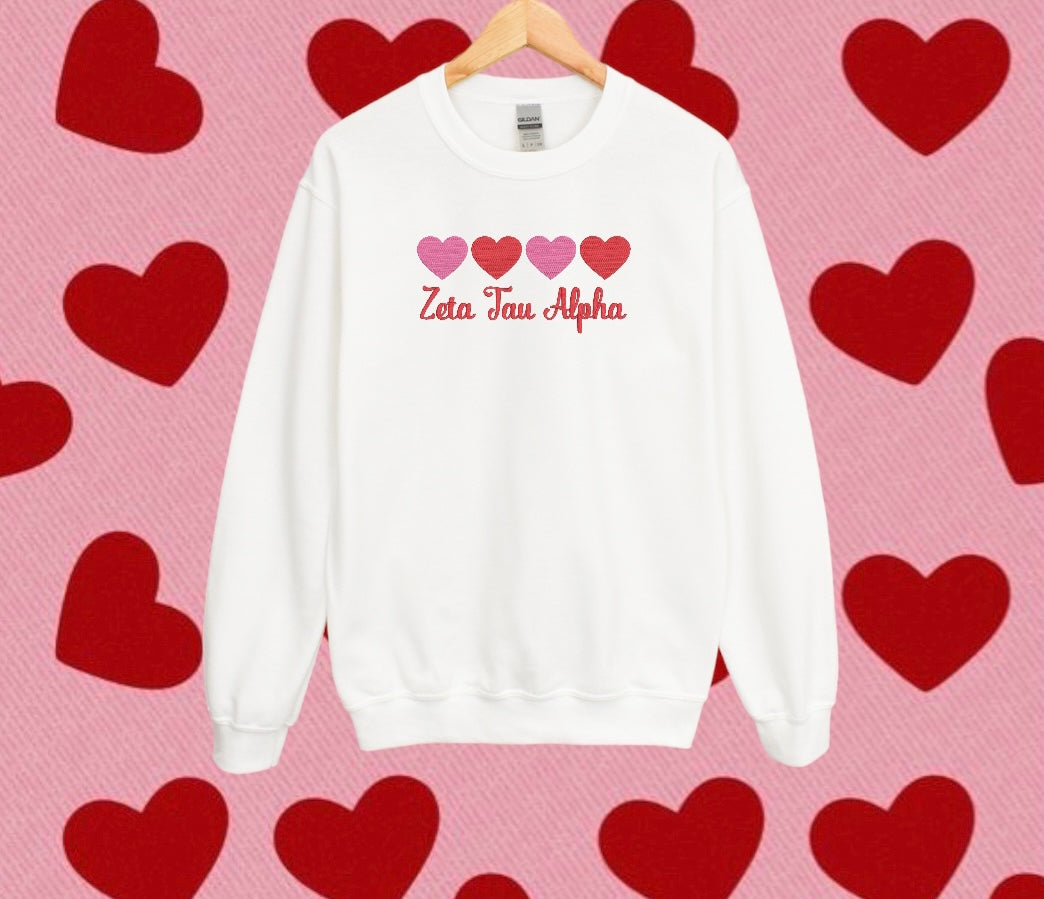 Four Hearts Sorority Crewneck Sweatshirt