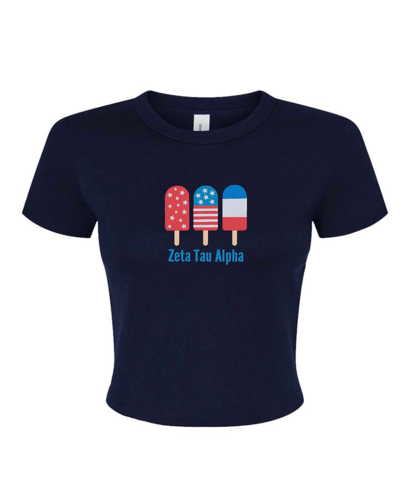Embroidered Sorority Popsicle Crop Top