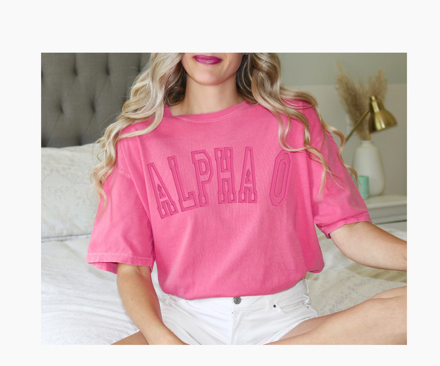 Sorority Varsity Chapter Shirt / Custom Color Greek Embroidered Comfort Colors T Shirt