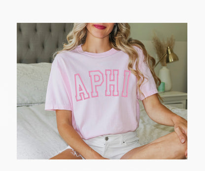 Sorority Varsity Chapter Shirt / Custom Color Greek Embroidered Comfort Colors T Shirt