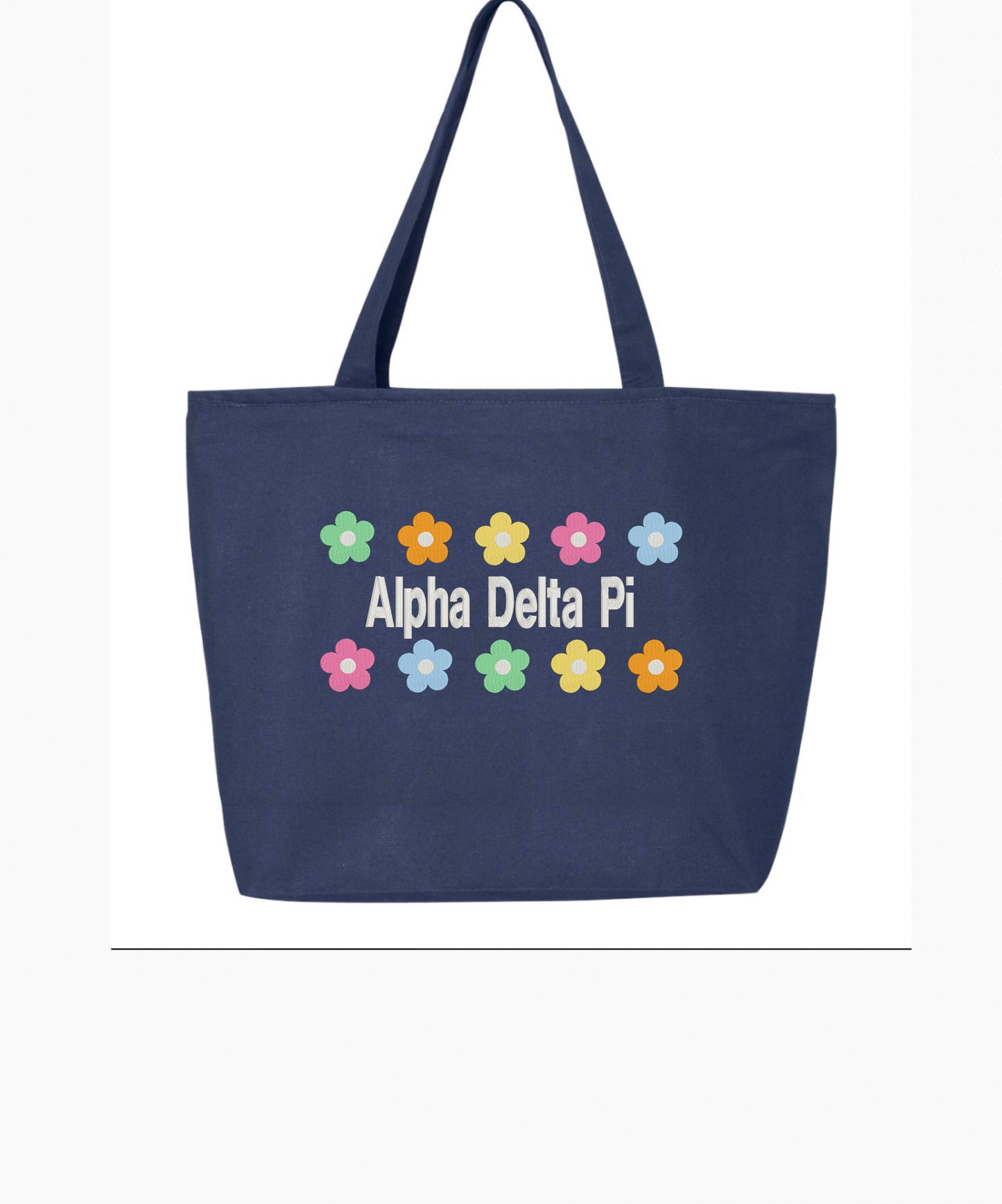 Floral Embroidered Tote Bag with Zipper