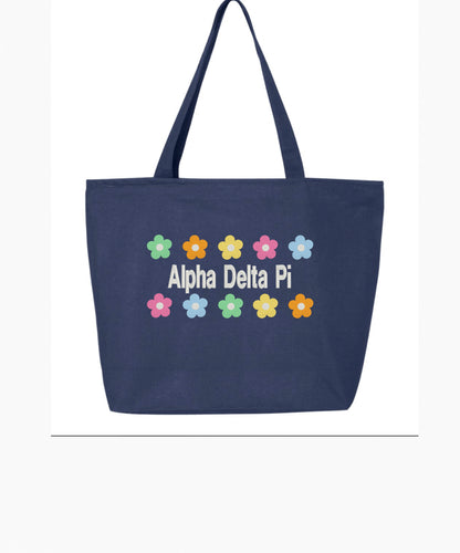 Floral Embroidered Tote Bag with Zipper