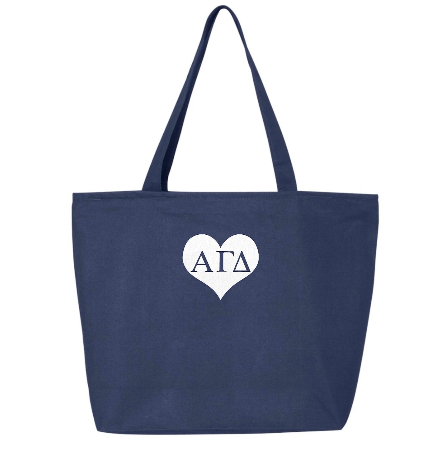 Sorority Heart Embroidered Tote Bag with Zipper