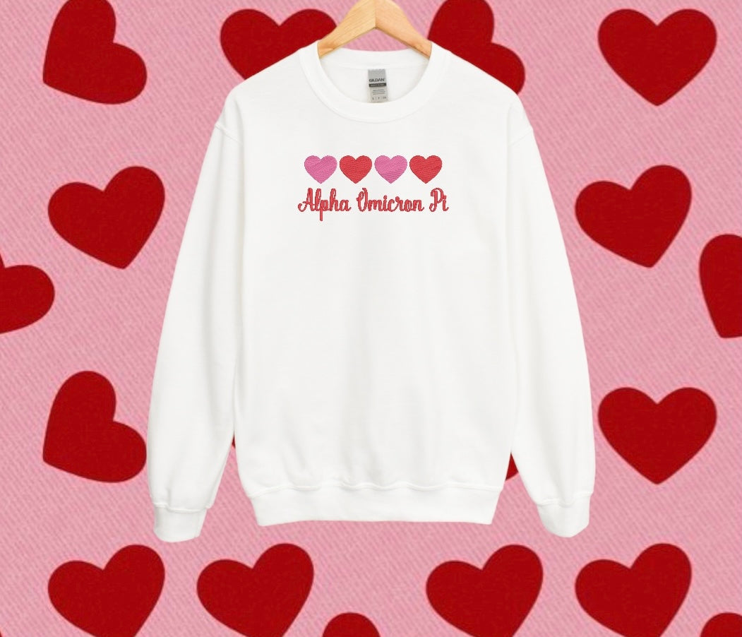 Four Hearts Sorority Crewneck Sweatshirt
