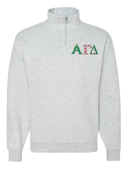 Christmas Letter Christmas Sorority Quarter Zip Fleece Jacket