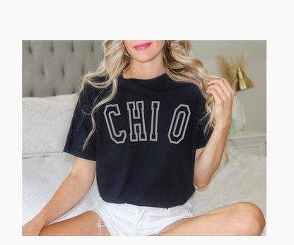 Sorority Varsity Chapter Shirt / Custom Color Greek Embroidered Comfort Colors T Shirt