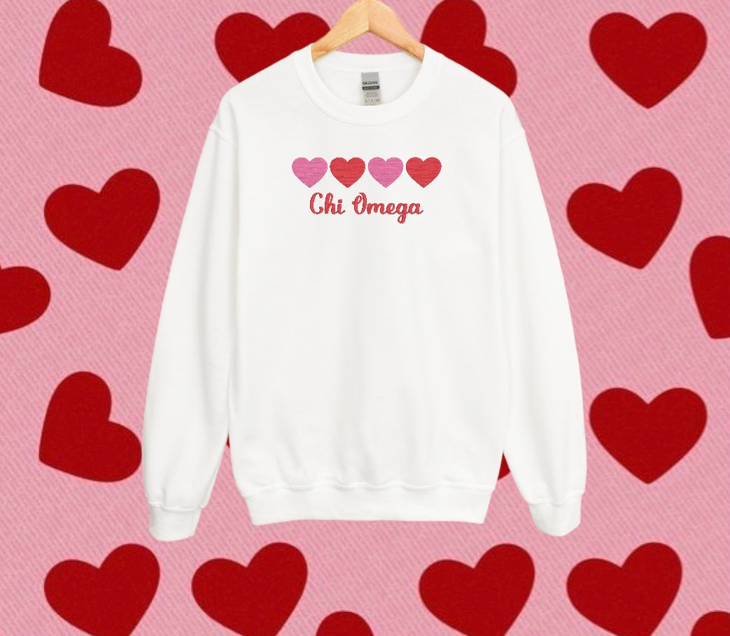 Four Hearts Sorority Crewneck Sweatshirt