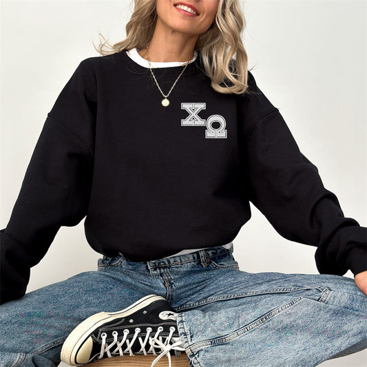 Sorority Patchwork Letter Crewneck Sweatshirt