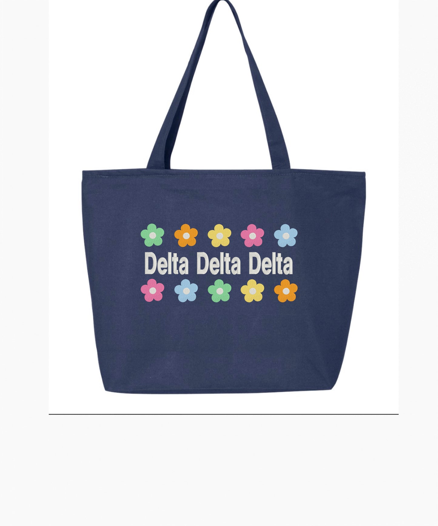Floral Embroidered Tote Bag with Zipper