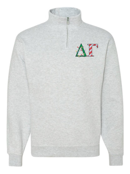 Christmas Letter Christmas Sorority Quarter Zip Fleece Jacket