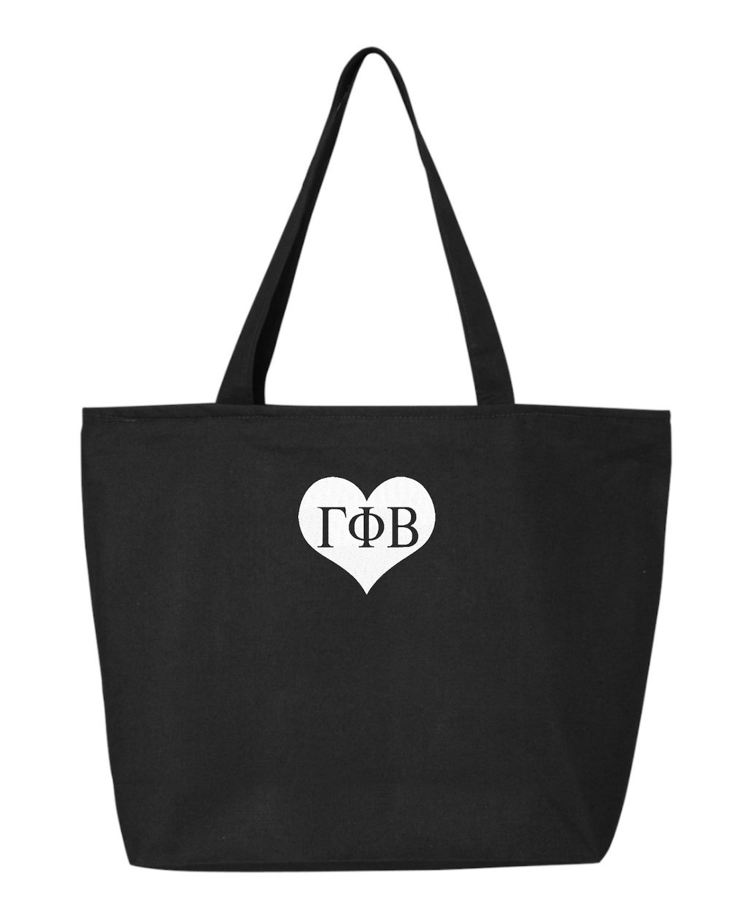 Sorority Heart Embroidered Tote Bag with Zipper