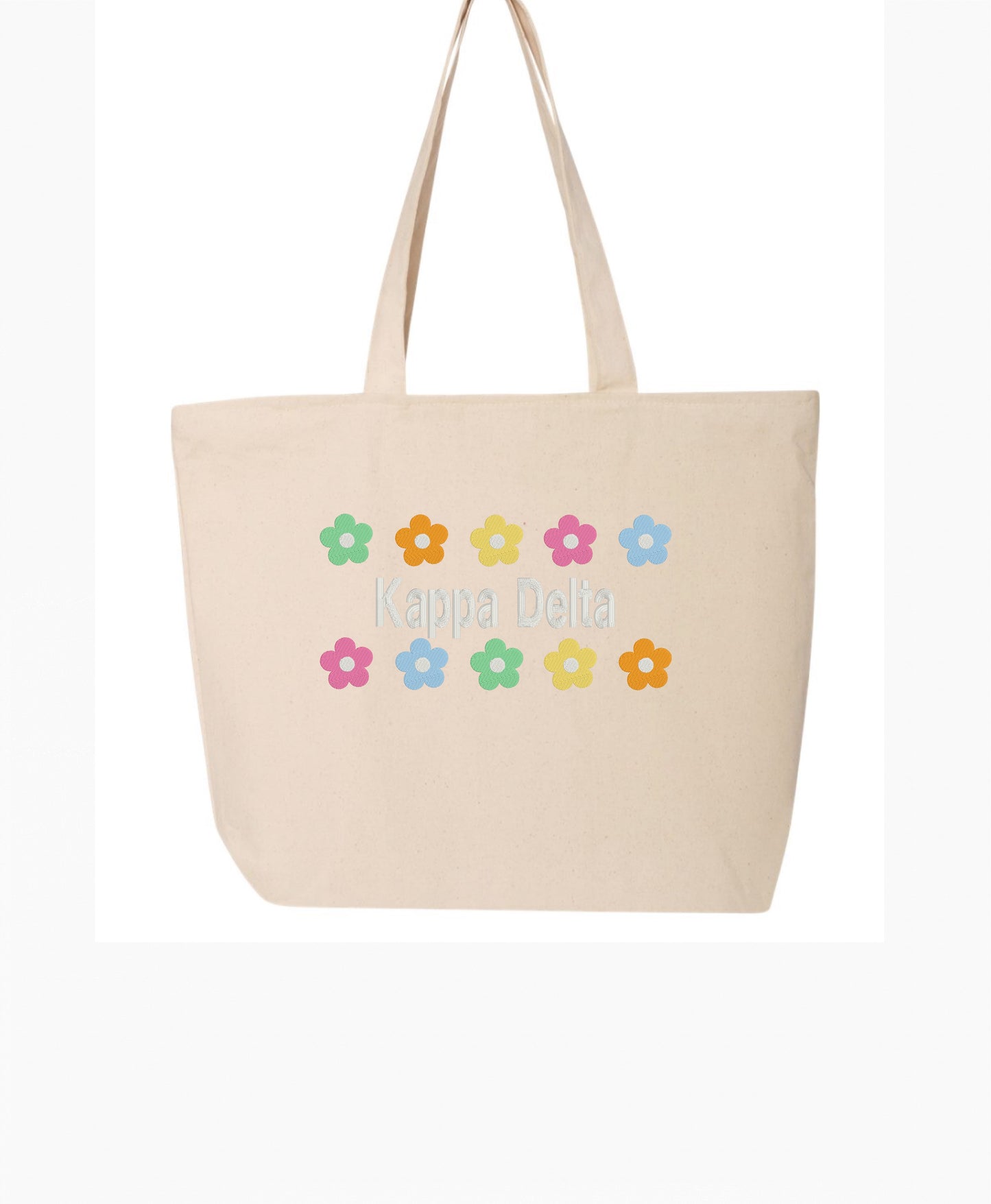 Floral Embroidered Tote Bag with Zipper
