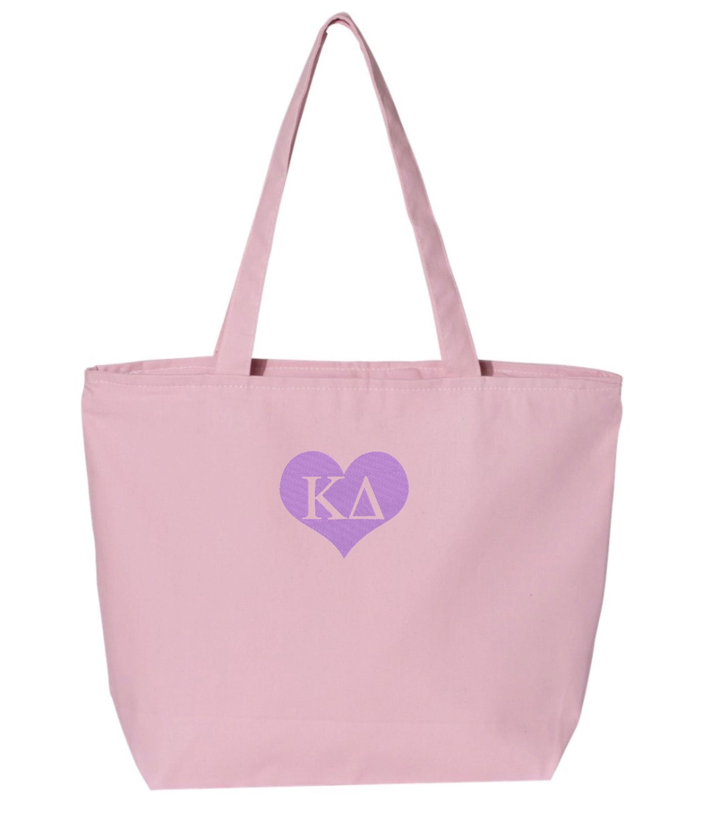 Sorority Heart Embroidered Tote Bag with Zipper