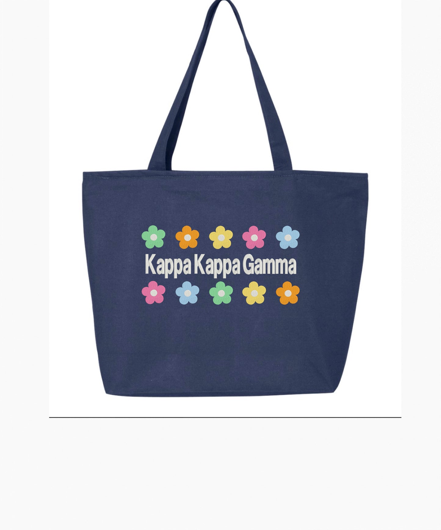 Floral Embroidered Tote Bag with Zipper