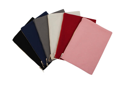 Script Embroidered Canvas Cosmetic / Pencil Pouch