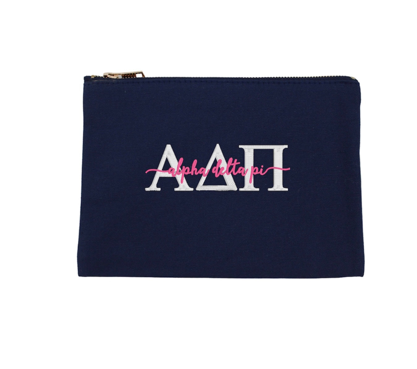 Script Embroidered Canvas Cosmetic / Pencil Pouch