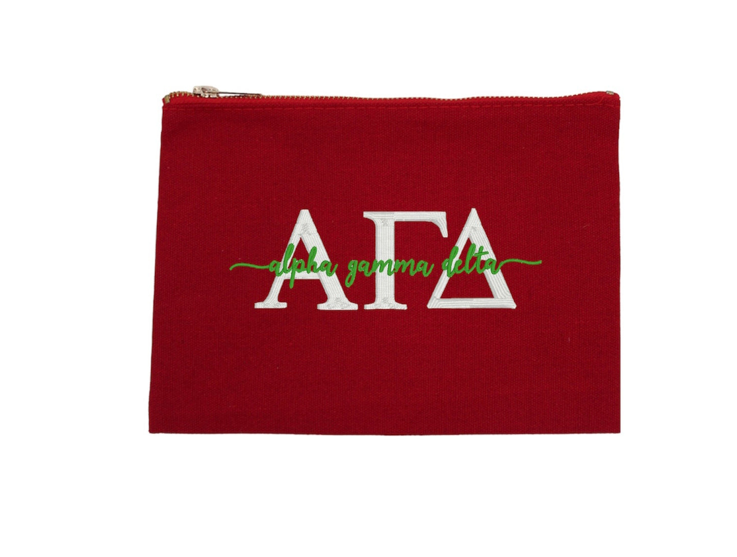 Script Embroidered Canvas Cosmetic / Pencil Pouch