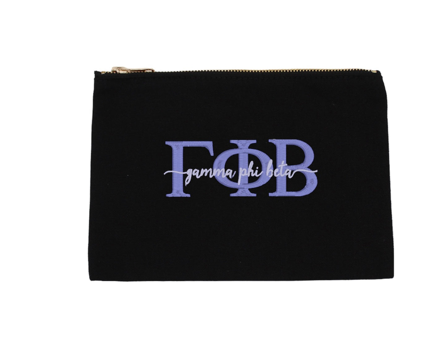 Script Embroidered Canvas Cosmetic / Pencil Pouch