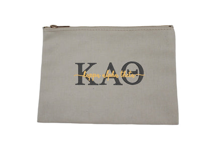 Script Embroidered Canvas Cosmetic / Pencil Pouch