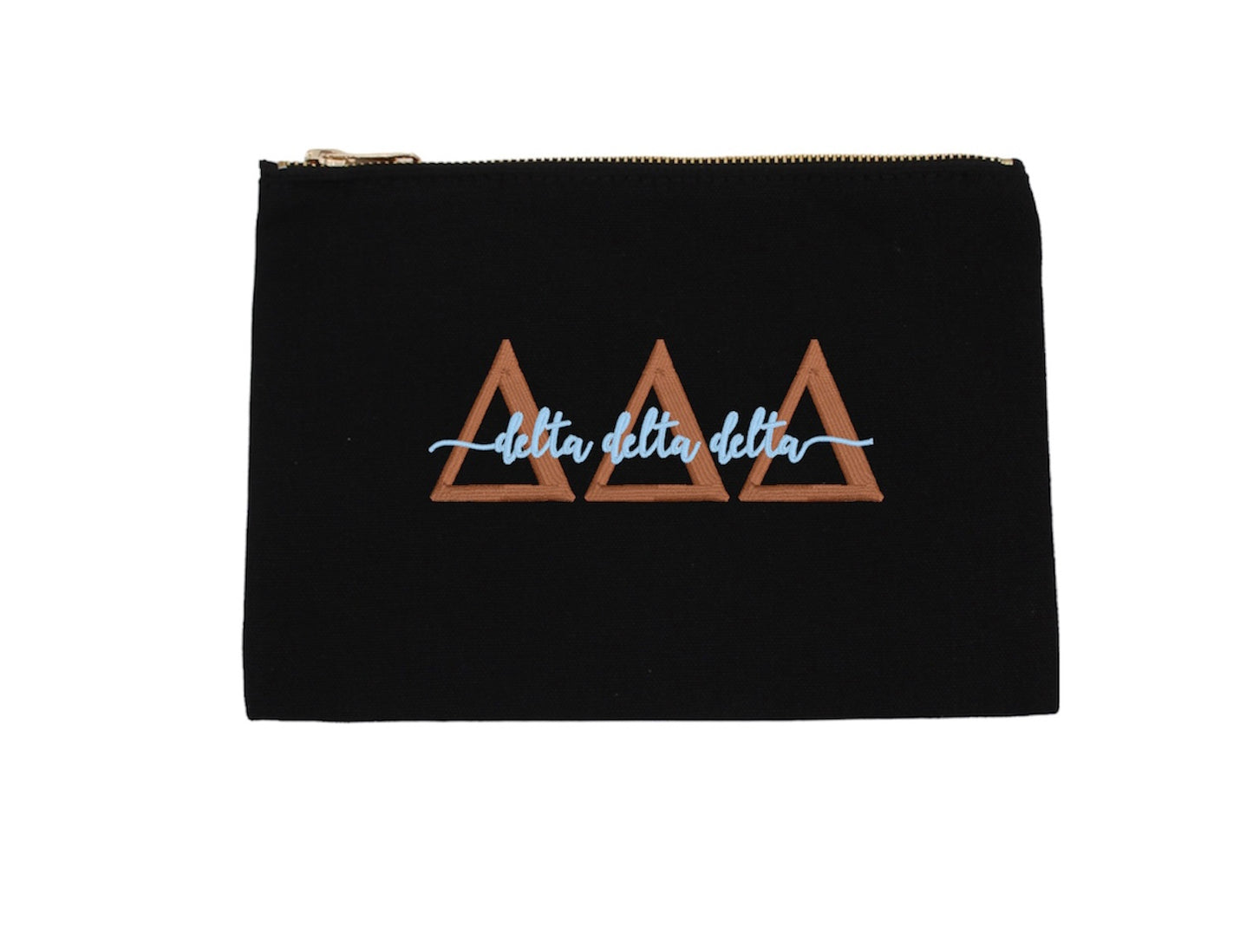 Script Embroidered Canvas Cosmetic / Pencil Pouch