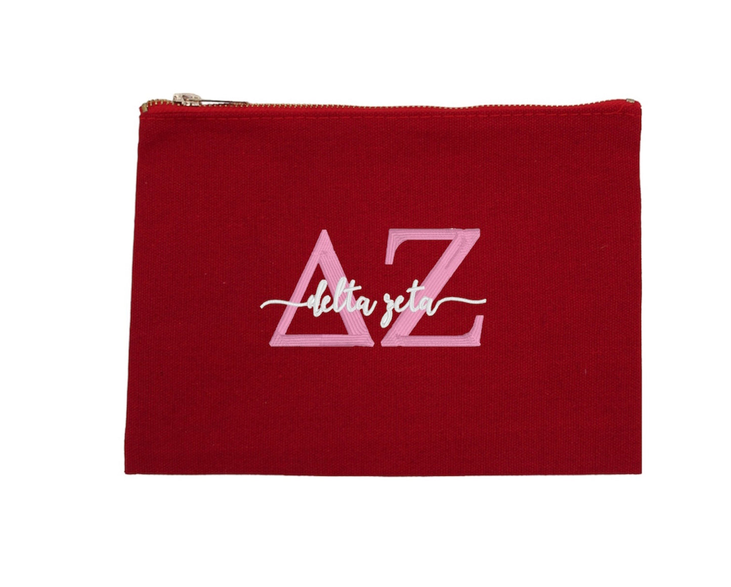 Script Embroidered Canvas Cosmetic / Pencil Pouch