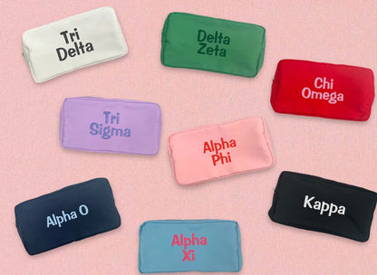 Embroidered Sorority Cosmetic Bag