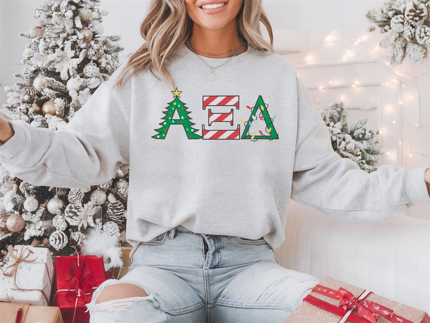 Christmas Letters Sorority Crewneck Sweatshirt