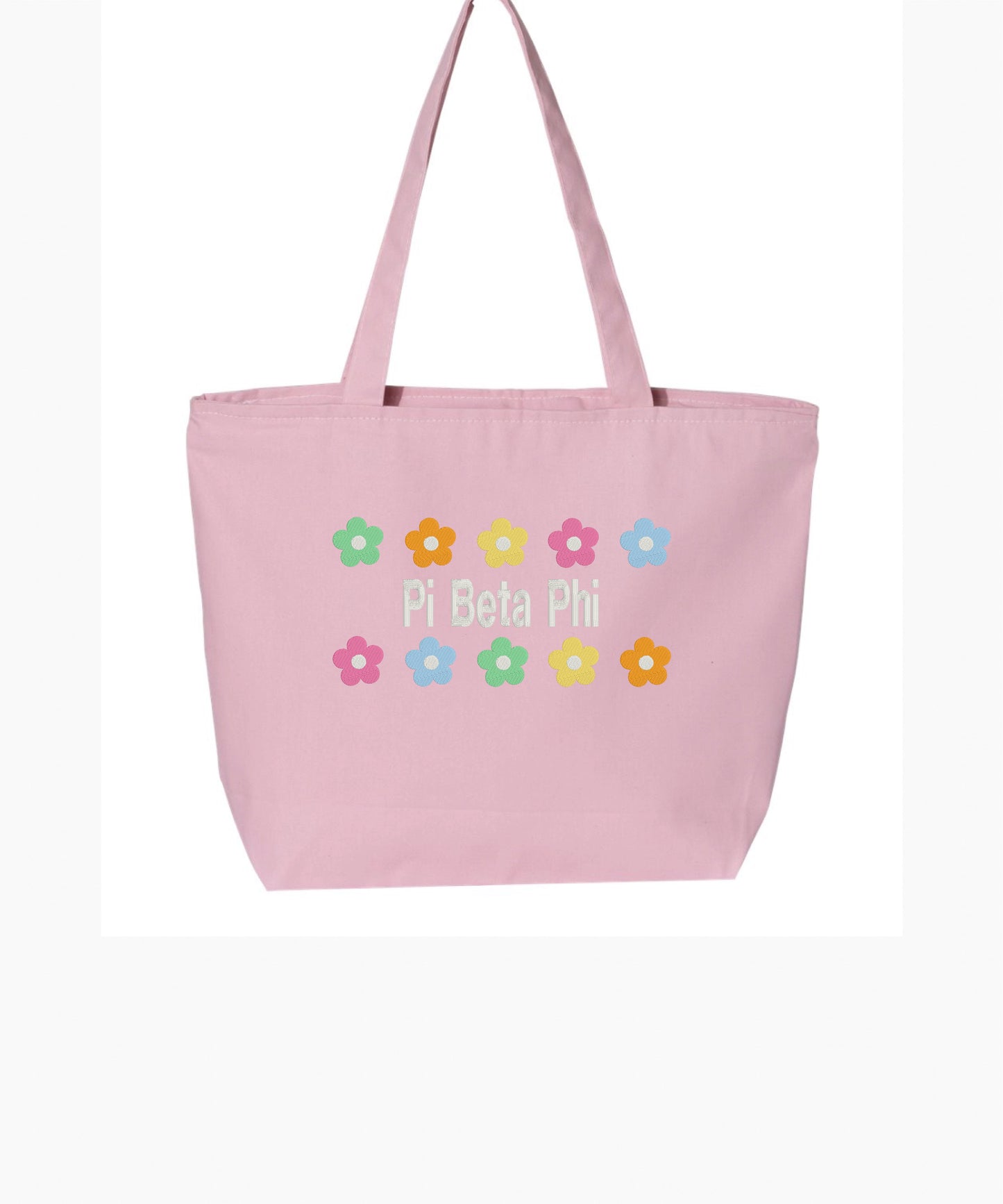 Floral Embroidered Tote Bag with Zipper