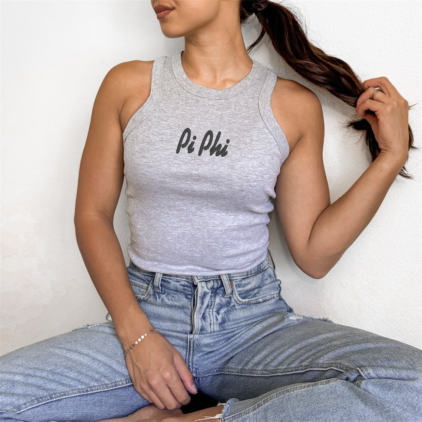 Embroidered Sorority Script Tank Top