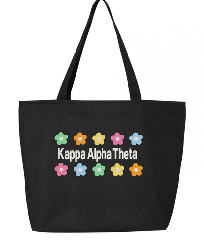 Floral Embroidered Tote Bag with Zipper