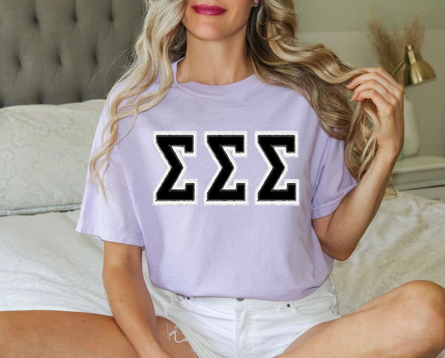 Sorority Applique Greek Letter Shirt