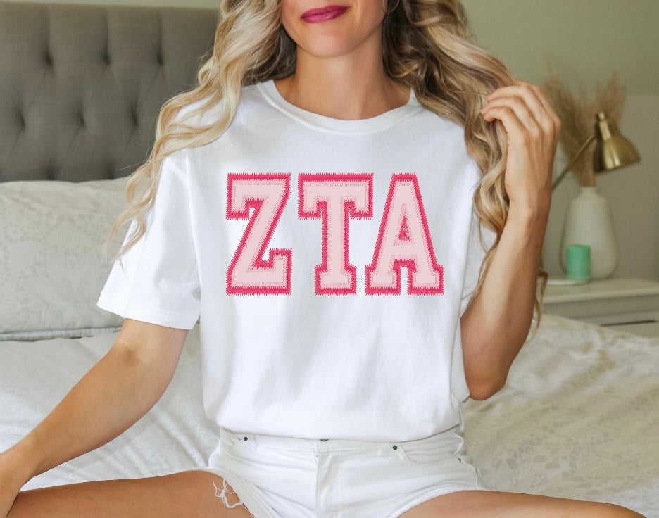 Sorority Applique Greek Letter Shirt